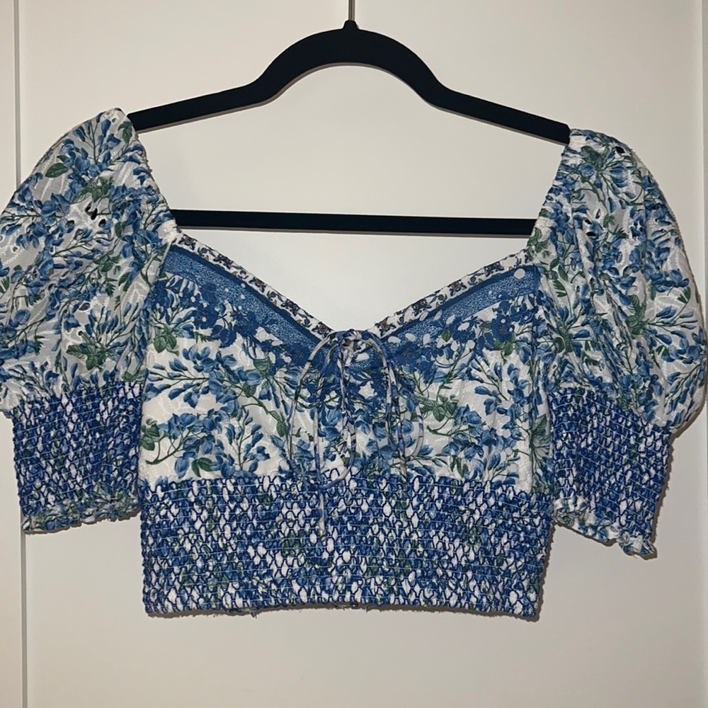 Alice and Olivia Crop Top with Eyelet Detail